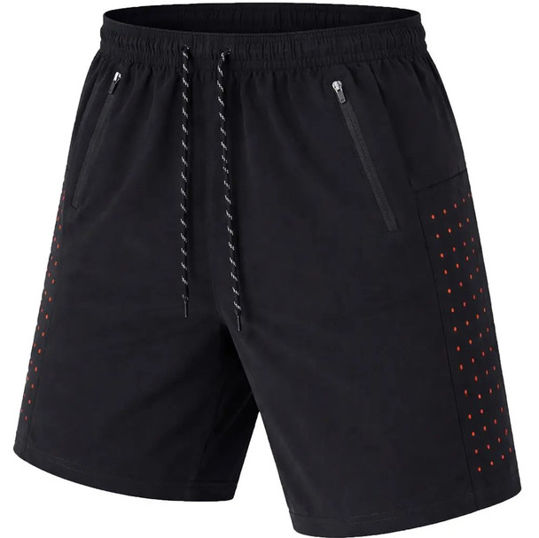 JUMP START PERFORMANCE TRAINING SHORTS ZIPPER POCKETS MEN 2XL - BLACK/RED DOTS New