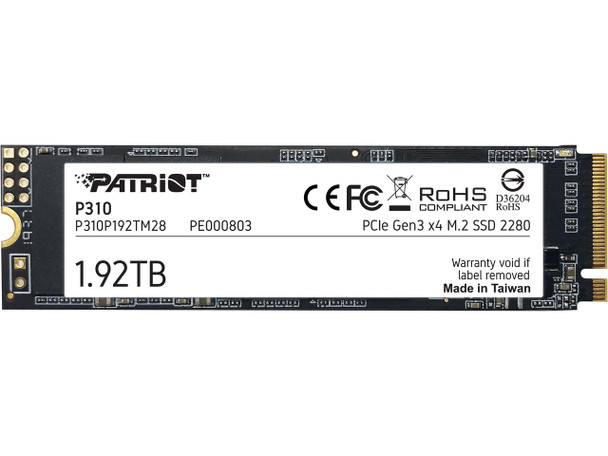 Patriot P310 1.92TB Internal SSD - NVMe PCIe M.2 Gen3 x 4 - Low-Power