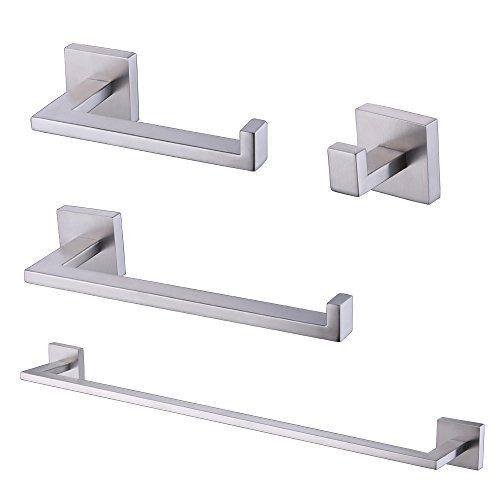 KES 4-Piece Bathroom Accessory Set RUSTPROOF Towel Bar Hook - B075C9976J - NEW New