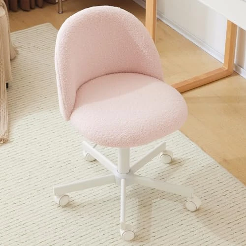 VINGLI Cute Candy Chair Armless Comfy Small Office Desk Vanity Chair - Pink