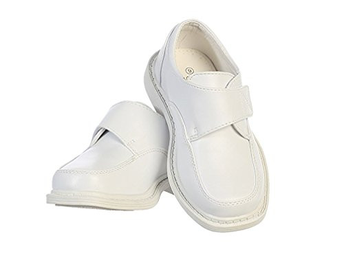 Boys Matte Dress Shoes w/ Hook and Loop Fastener Strap White 4Y New