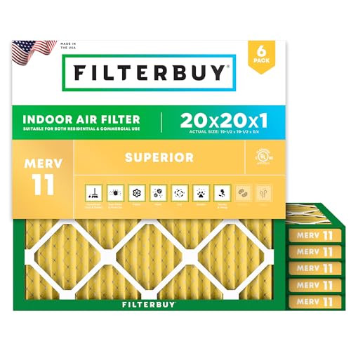 Filterbuy 20x20x1 Air Filter MERV 11 Pet & Allergy Defense (6-Pack) New
