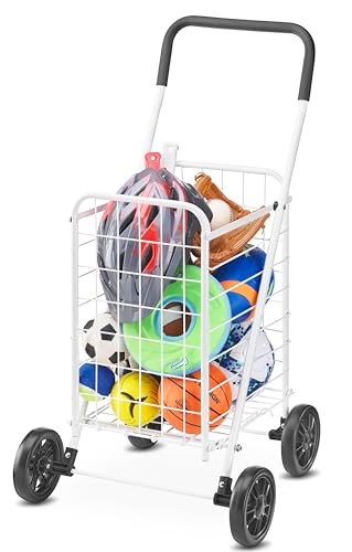 WHITMOR FOLDING UTILITY SHOPPING CART HEAVY DUTY METAL GROCERY CART - WHITE