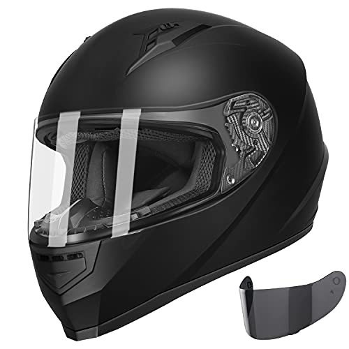 GLX GX11 Compact Full Face Motorcycle Helmet w/ Tinted Visor DOT - Black New