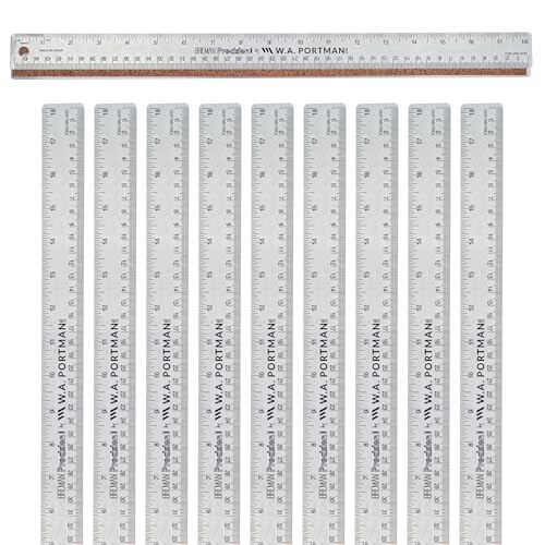 WA Portman Metal Ruler 18 Inch, 10pc Corkback Stainless Steel, Metric Ruler New