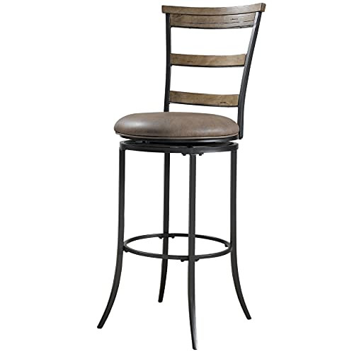 Hillsdale Furniture Charleston Ladder Back Swivel Counter Stool, Desert Tan/Gray New