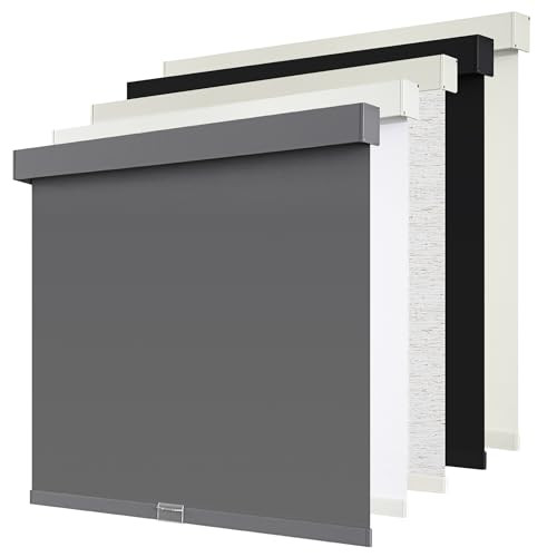 SUNOFF CORDLESS BLACKOUT ROLLER SHADES BLINDS FOR WINDOWS 34"W X 72"H - GRAY New