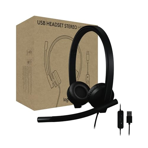 LOGITECH USB HEADSET MICROPHONE PC AND MAC USB-A WIRED HEADSET - BLACK
