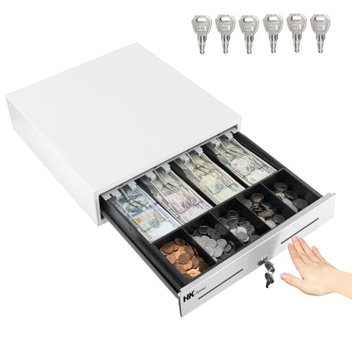 HK SYSTEMS 13" Heavy Duty Manual Push-Open Cash Drawer 4Bill/5Coin -White