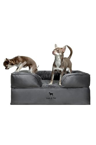 NOAH & PAW DOG BED 28X23X11 INCH ORTHOPEDIC FOR MEDIUM PETS VELVET/GRAY New