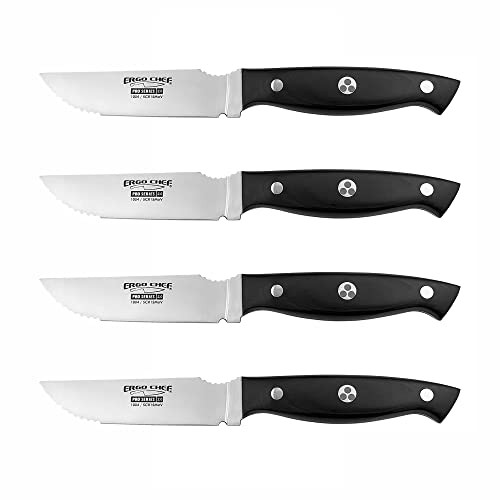 Ergo Chef Pro Series 2.0 Steak Knives Set of 4 B09H9NKCDZ - Black Pakkawood New