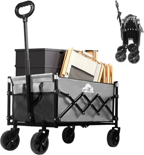 GENERIC FOLDABLE EXTENDED WAGON CART ALL TERRAIN 354 LBS WEIGHS 10 LB - GRAY New