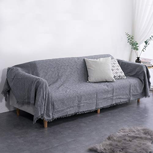 Sofier Couch Covers 3 Cushion Couch Geometrical Premium (Grey Grid, 90"x133") New