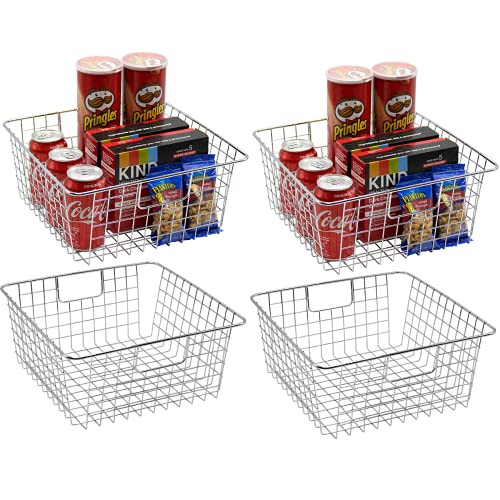 Sorbus Large Wire Pantry Baskets Metal Freezer Storage Bin 4-Pack B093CJ5PHJ New