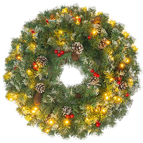Dazzle Bright 24" Pre-Lit Christmas Wreath B099N6MMSJ - Green New