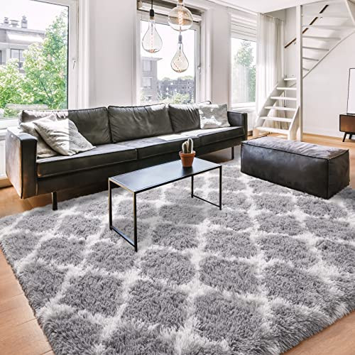 Merelax Fluffy Rug Modern Indoor Plush Bedroom Luxury Fuzzy 5x8, Grey New