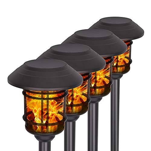 HECARIM Solar Lights Outdoor, 4 Pack Solar Pathway Lights, LED - Pattern D New