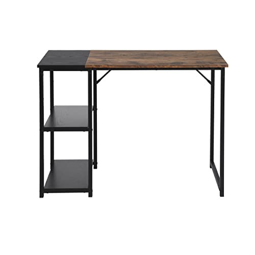 Homy Casa Black Brown Wood Top Contemporary Writing Table with Storage Shelves New