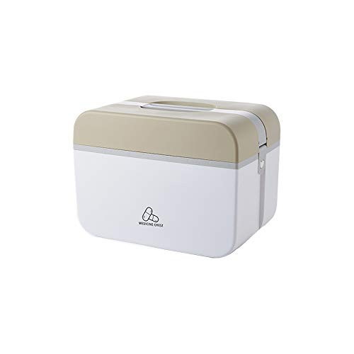 Double-Layer Medicine Box with Bite Type Clasp and Folding Handle-home Brown New