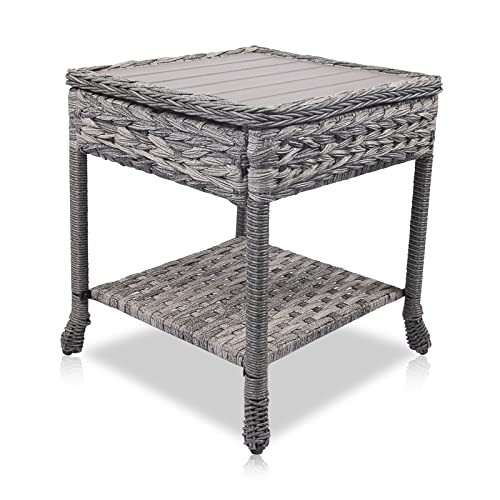 Rattan Coffee Table Wicker Square Side Table with PE Top New