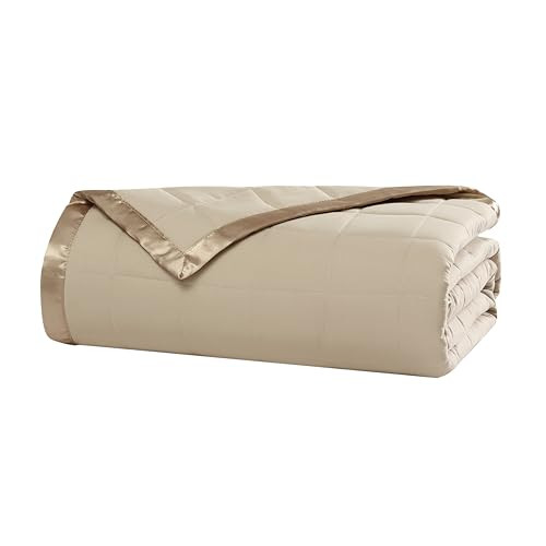Down Alternative Twin Blanket, Solid Color, Tan New