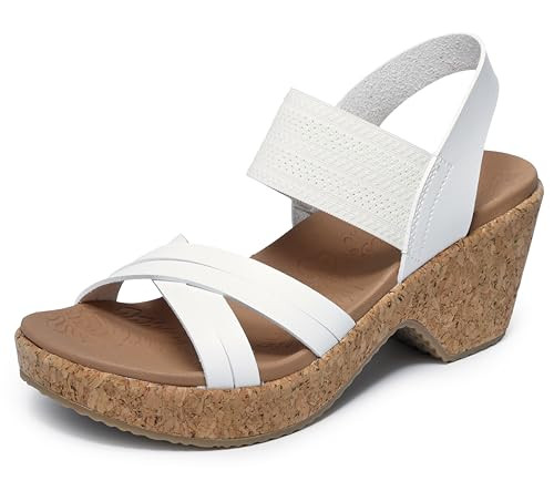 119536 Skechers Women BRYSTOL - NIGHT SKIES heel sandal, White 9