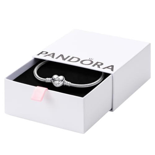 PANDORA HEART CLASP SNAKE CHAIN BRACELET 7.5" 90719-19 - STERLING SILVER