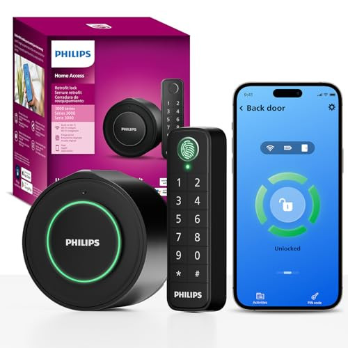 PHILIPS WIFI SMART RETROFIT LOCK + WIRELESS FINGERPRINT KEYPAD - MATTE BLACK