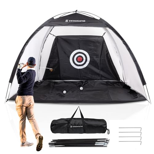 Swing Master Golf Net, Practice Net, Mat, 10x7ft Golf Hitting Net - NEW New
