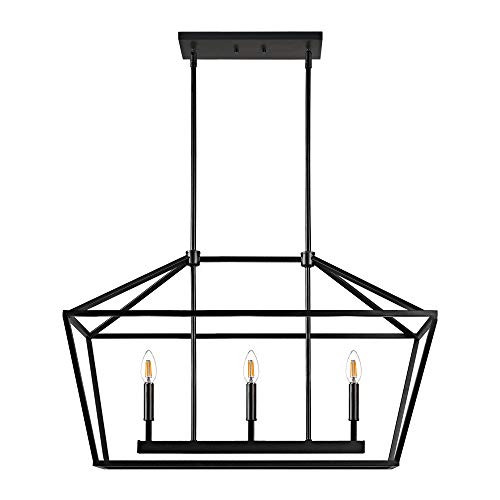 MOTINI 3-Light Kitchen Island Lantern Pendant Chandelier Hanging Light Black New