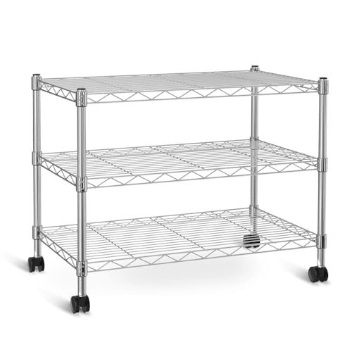 Simple Deluxe Heavy Duty 3-Shelf Shelving Unit 3 Tier Chrome 24.02" D x 13.78" W New