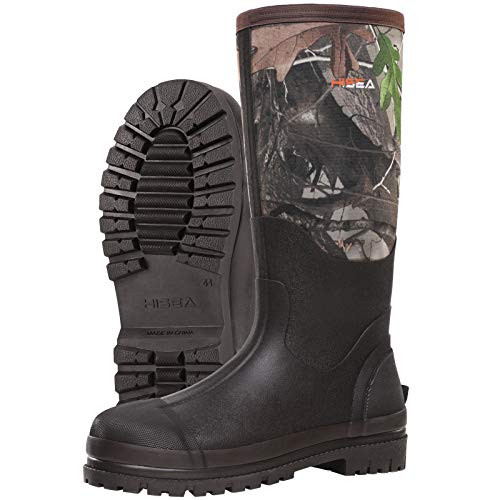 HISEA Men's Rubber Neoprene Rain Boots - Color: Brown/Dark Size: 6US, 39EU New