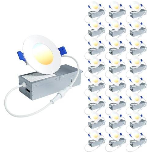Ensenior 24Pack 3" LED Recessed Ceiling Light 5CCT 500LM 6W 120V - WHITE New