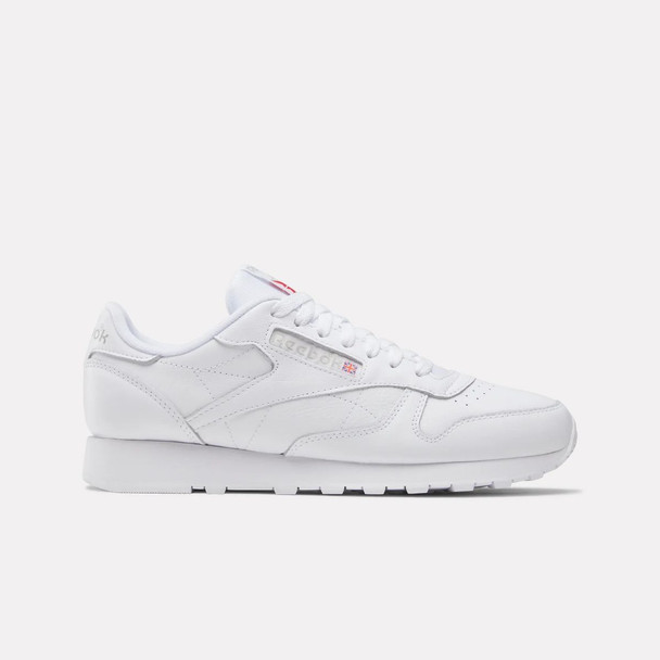 REEBOK UNISEX CLASSIC LEATHER SHOES SIZE: MEN 6.5 WOMEN 8 - WHITE/PURE GRAY