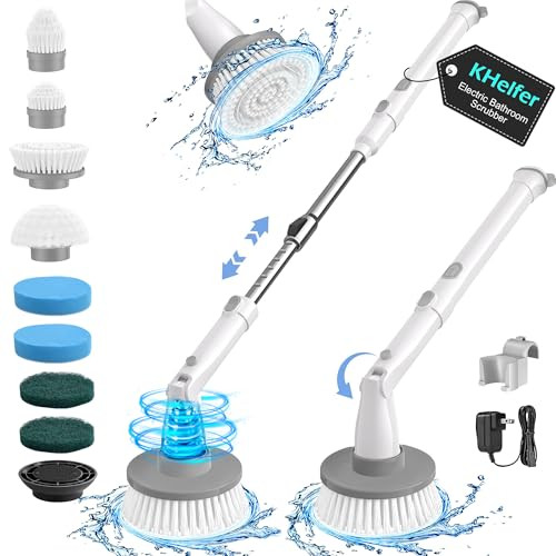 KHELFER ELECTRIC SPIN SCRUBBER, CORDLESS SHOWER SCRUBBER 8 REPLACEMENT - WHITE