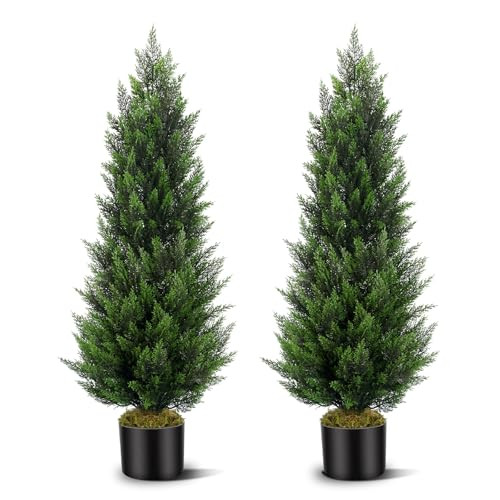 Vitalismo Artificial Topiary Cedar Trees 4FT Tall 2 Sets for Outdoor/Indoor