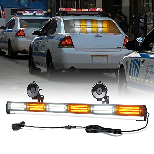 Xprite 18" COB LED Emergency Traffic Advisor Strobe Light Bar, White & Amber New