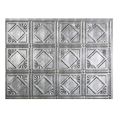 FASADÉ Backsplash Panel Crosshatch Silver 4 Decorative Vinyl Backsplash Panel New