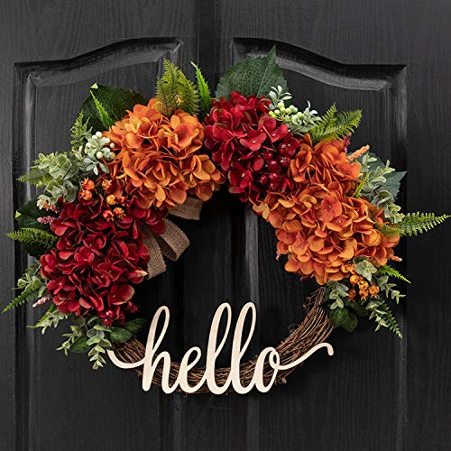 QUNWREATH 18 Inch Fall Wreath, For Front Door WD03554 - Brown New