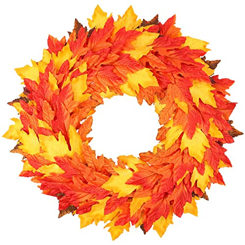 Acmind Fall Wreath for Front Door Outside 26" Autumn Front Door Maple Leaves New
