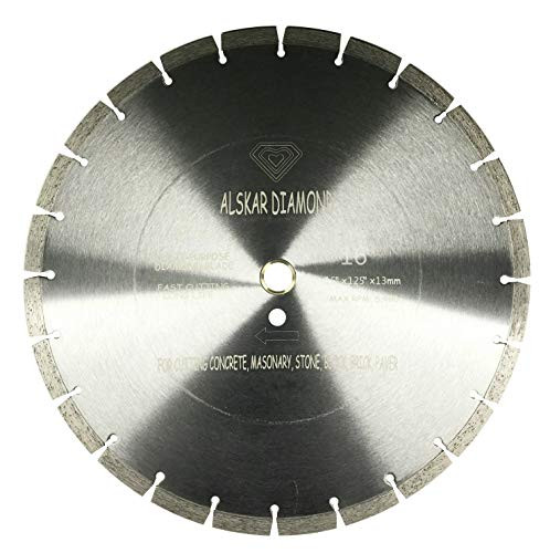 ALSKAR DIAMOND 16" GENERAL PURPOSE SAW SEGMENTED DIAMOND, ADLSS-16, SILVER