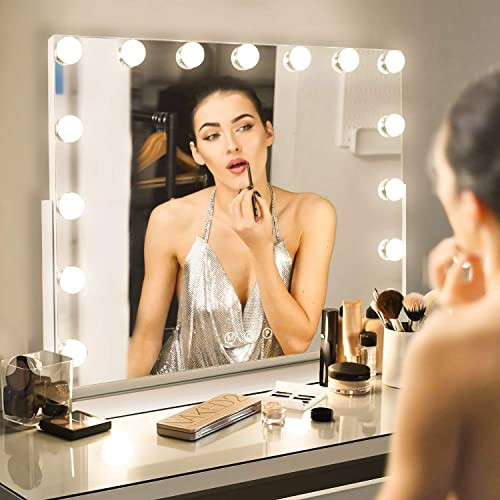 Leishe Vanity Mirror Lights 360 Degree Rotating 15Dimmable Bulbs - Gold New