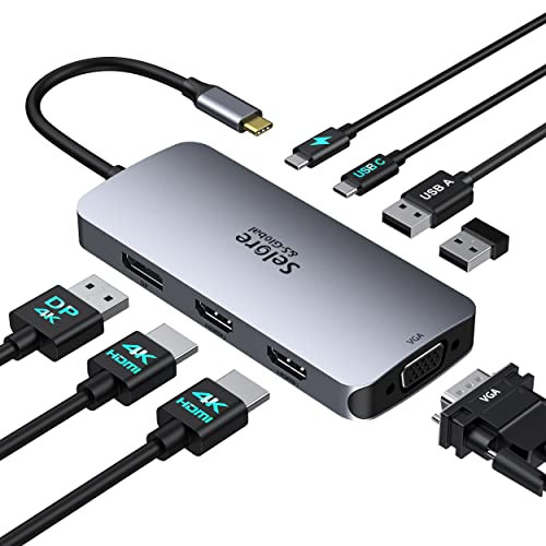 SELORE&S-GLOBAL SELORE USB C DOCKING STATION DUAL HDMI MONITOR ADAPTER - GREY