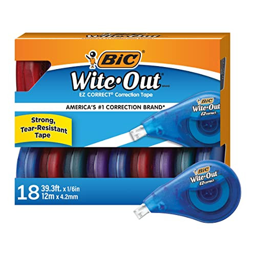 BIC Wite-Out EZ Correct Correction Tape Tear-Resistant No Dry Time 18 Pack White New