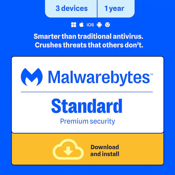Malwarebytes Standard Premium Software - 3 Devices, 1 Year, Digital