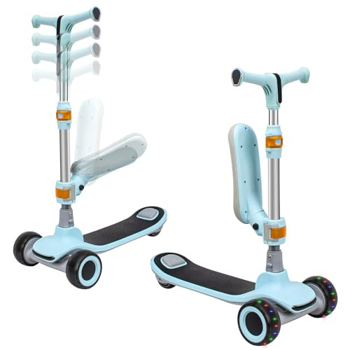 Twocorn Folding Kick Scooters w/Adjustable Height Handlebars Removable Seat New