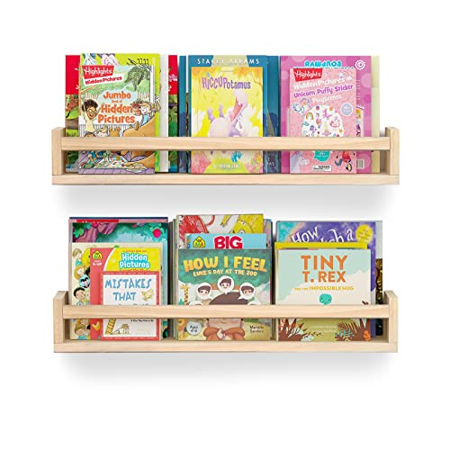 24 inch Wall Book Shelves Set of 2，Nursery Book Shelves, Kids Book Shelf New