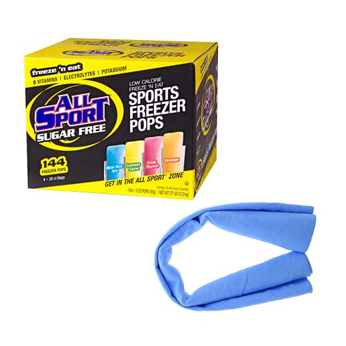 All Sport Zero Hydration Freezer Pops (Case of 144) - Each Pack includes Towel New