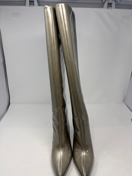 REITOYE KNEE HIGH POINTED TOE STILETTO HIGH HEELS BOOTS - SIZE: WOMEN 8 - BLACK