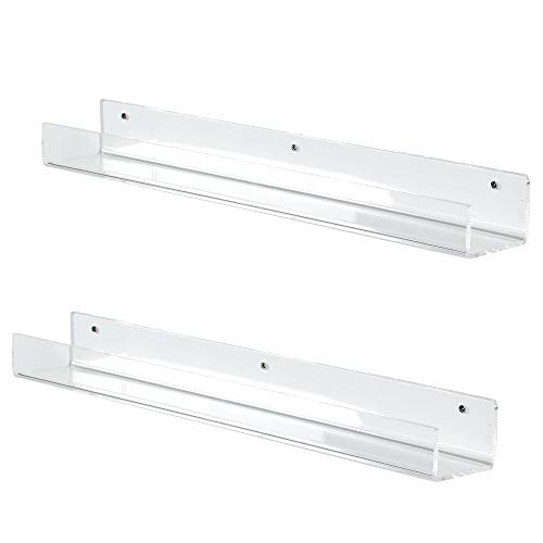 VIVO Dual Acrylic 24" Floating Bookshelves Wall Display Organizer 2-Pack New
